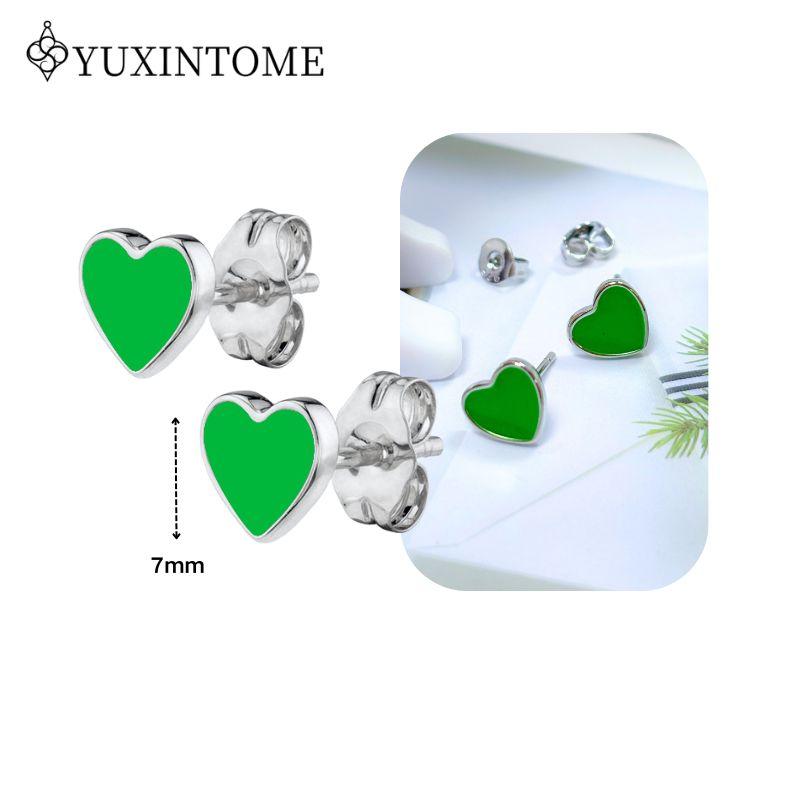 Turquoise 925 Silver Ear Needle Green Zircon vintage emerald Heart/Flower Pendant Hoop Earrings Fashion party Jewelry