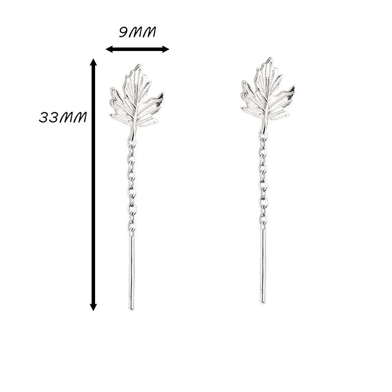 

925 Silver Maple Leaf Drop Earrings for Women Elegant Minimalist Fine Jewelry Light Luxury Accessories