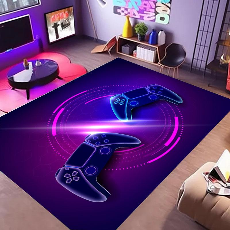 Alfombras HD para Área de Hogar para Gamers con Diseño de Mando de Juego, Alfombras de Piso Antideslizantes para Niños, Alfombra para Decoración Sala de Estar, Dormitorio, Salas de Juego, Cocina