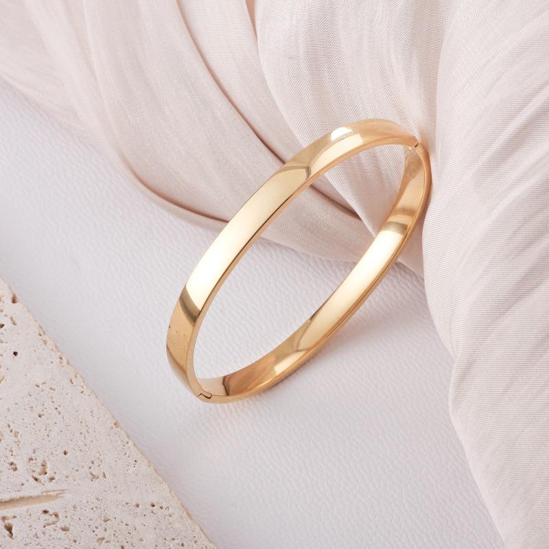 Great Wall Zirconium Stainless Steel 6mm Hollow Bracelet - Simple Style Jewelry