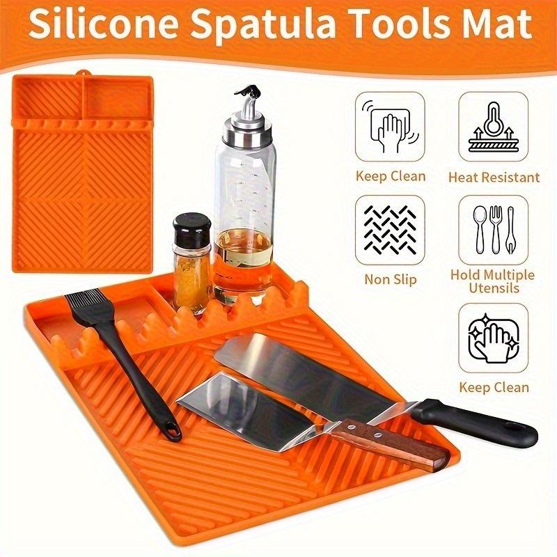 Grill Mat with Side Shelf - Large, Non-Electric BBQ Caddy & Utensil Holder for Outdoor Grilling and Kitchen Counter, Grill Pad