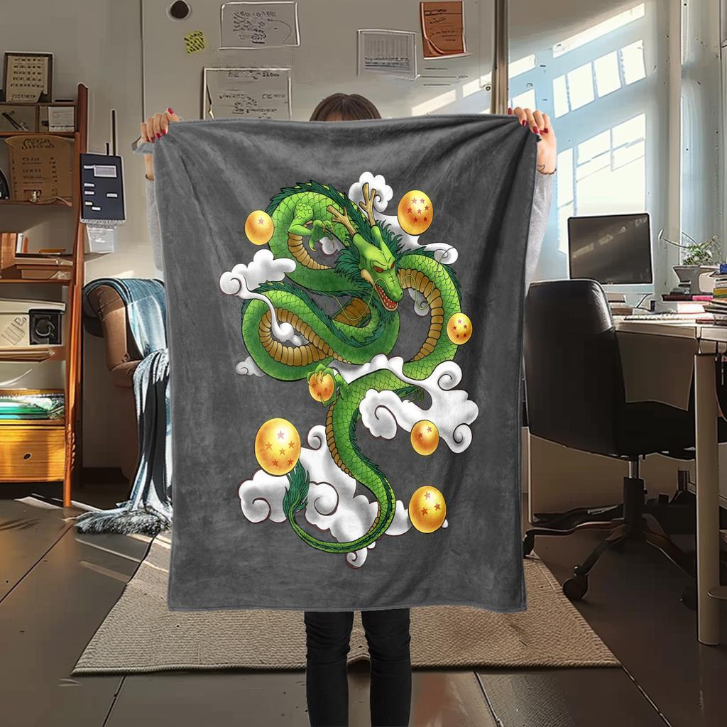 1PC Shenron  Print Flannel Blanket, High quality All Seasons, Home Decor, Warmth and Comfort, Perfect for Christmas Gifts
