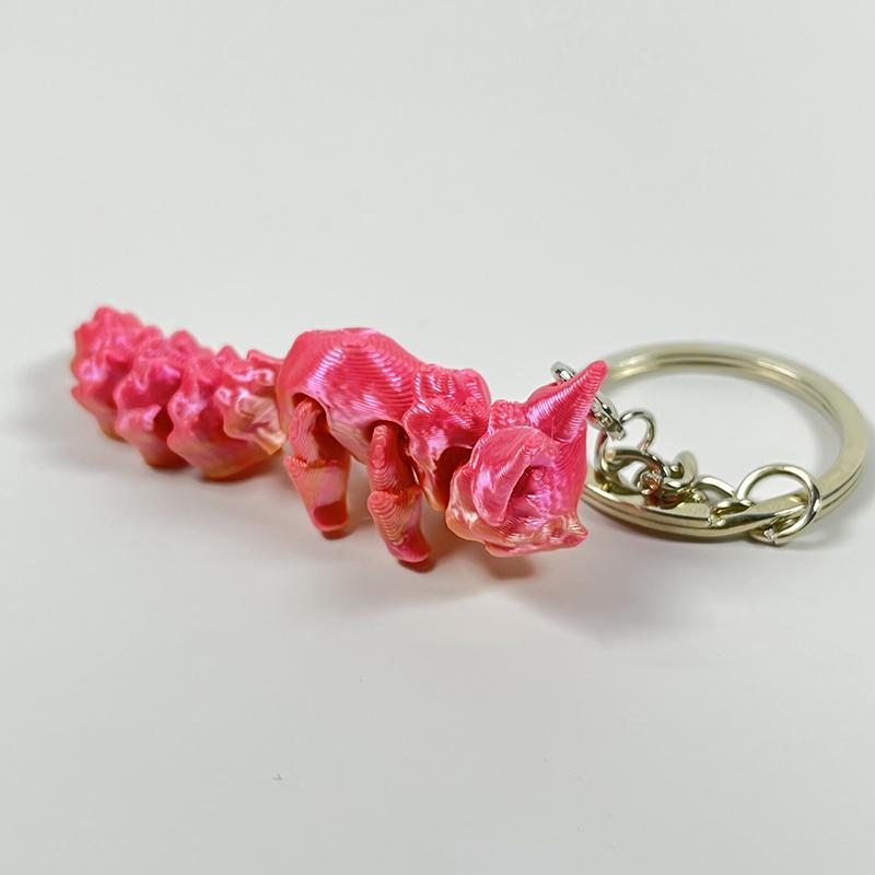 Compact Movable 3D Fox Keychain 3D Printed Colorful Articulating Keychain Toy Action Figure Collectible Desk Ornament Gifts