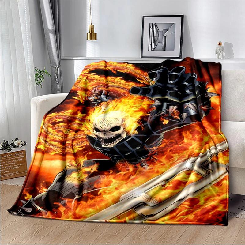 2026 New Marvel Horror Ghost Rider Cartoon Gift Soft Blanket,Soft Throw Blanket for Home Bedroom Bed Sofa Picnic Child Cover Kid