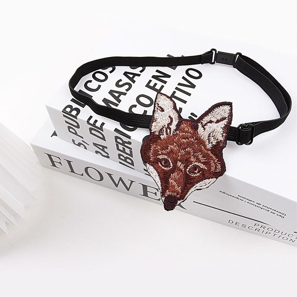 Fashionably Chic Polyester Embroidered Fox Bow Tie For Casual Men Women Gift
