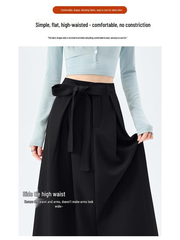 Strappy Flowy Women's A-line Bodycon Midi Skirt with High Waist & Back Slit - Spring 2026