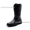 Bottes western en cuir pour homme, mi-mollet, automne, à brides croisées, bout carré, grande taille, chaussures décontractées montantes