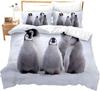 Cartoon Penguin Bedding Set Full King for Girls Boys Kids Room Dorm Funny Animal Printed Comforter Cover Penguins Bedding Set