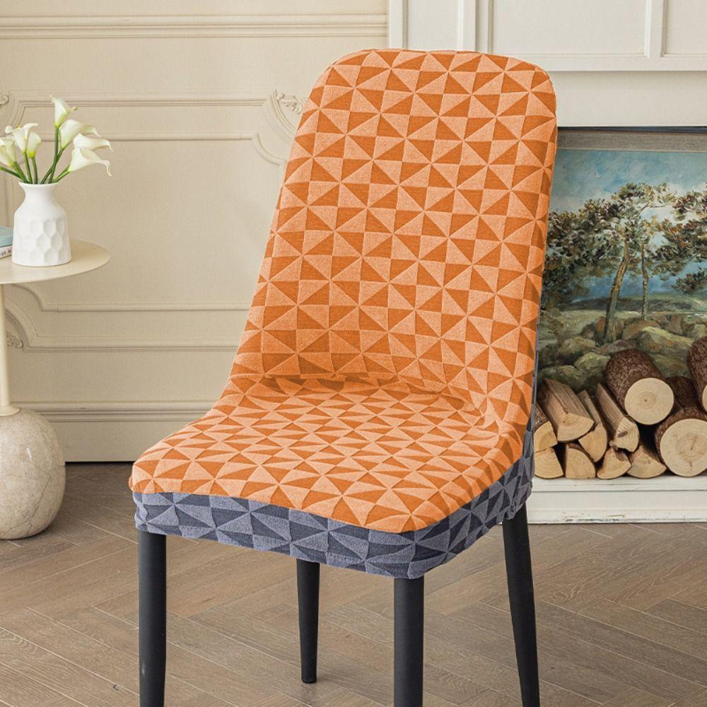 Soft Jacquard Arc Chair Cover Elastic Chair Protective Case Curved Seat Cover  Household