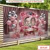 2D 2D Flat Printing Pink Silver 60th Happy Birthday Backdrop for Photo Booth