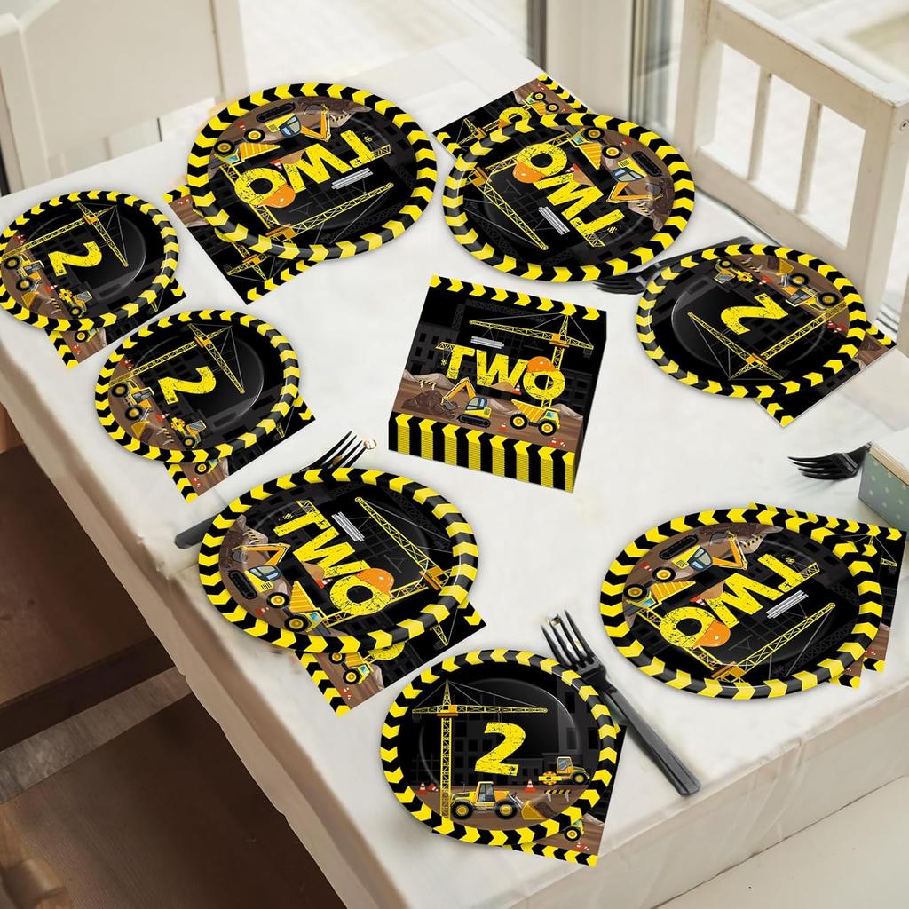Qyeahkj Birthday Set for 24 Guests - Construction Utensils