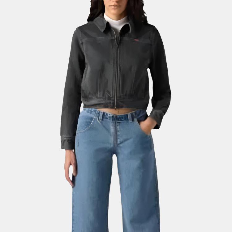 Levis Slim Fit Jacke mit Reißverschluss und langen Ärmeln für Damen, Schwarz 001W8-0001