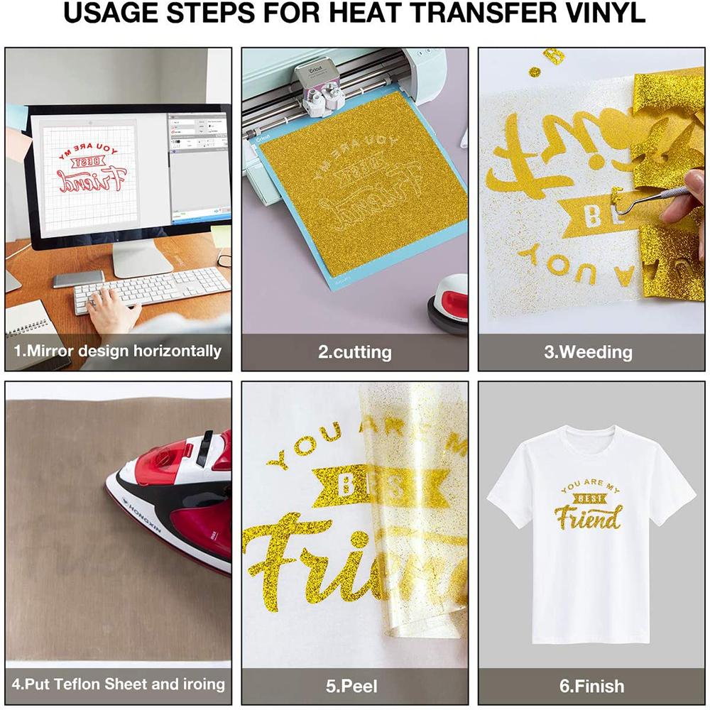 Glitter Heat Transfer Vinyl Film PU HTV Iron On Clothes Vinyl for DIY Tshirt Gifts 38 Assorted Colors Cut by Cameo or Other Tool