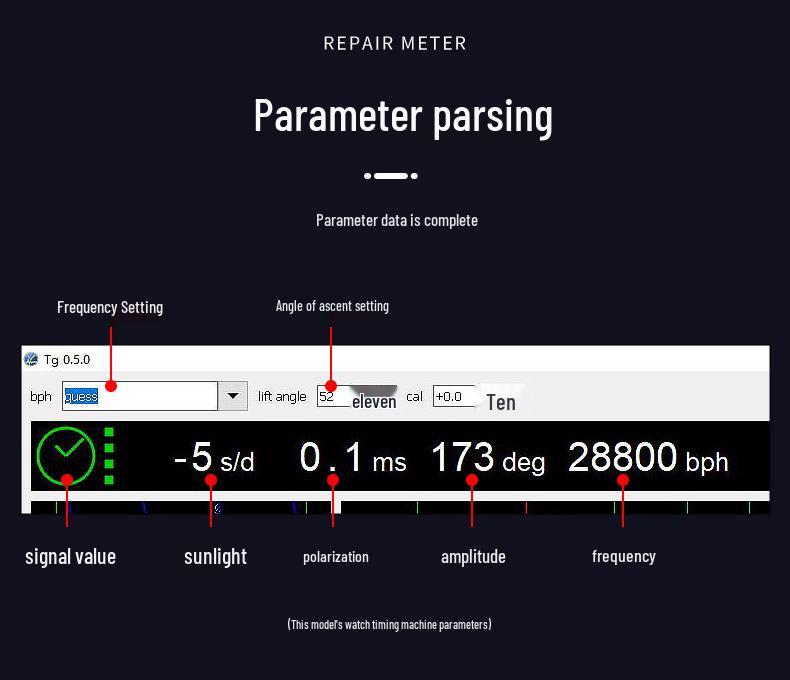 Mechanický tester času a kalibračný nástroj - Tester amplitúdy a frekvencie na opravu a údržbu hodiniek.