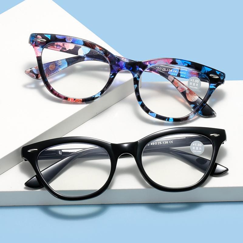 Vintage Flower Printing Reading Glasses Cat Eye Design Far-sighted Eyewear Chic Women Men Prescription Presbyopia Eyeglasses