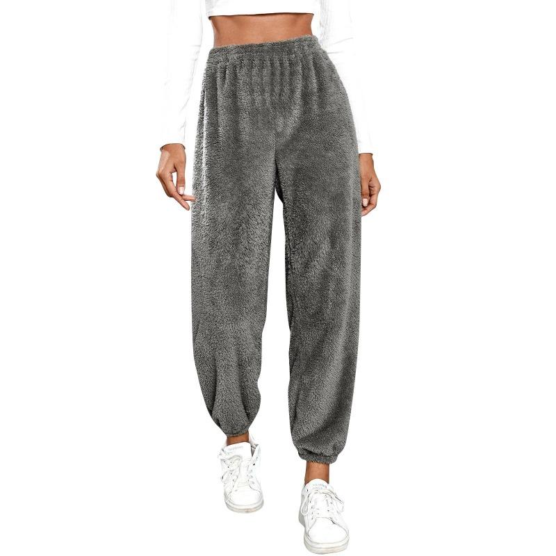 European and American Women's Casual Solid Color Women's Trousers Sports Mao Mao Pants Leg Pants
