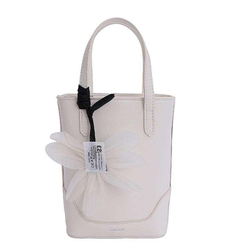 

Solid Color Water Bucket Bag For Women With Pu Material And Zip Closure For Daily Casual Use білий