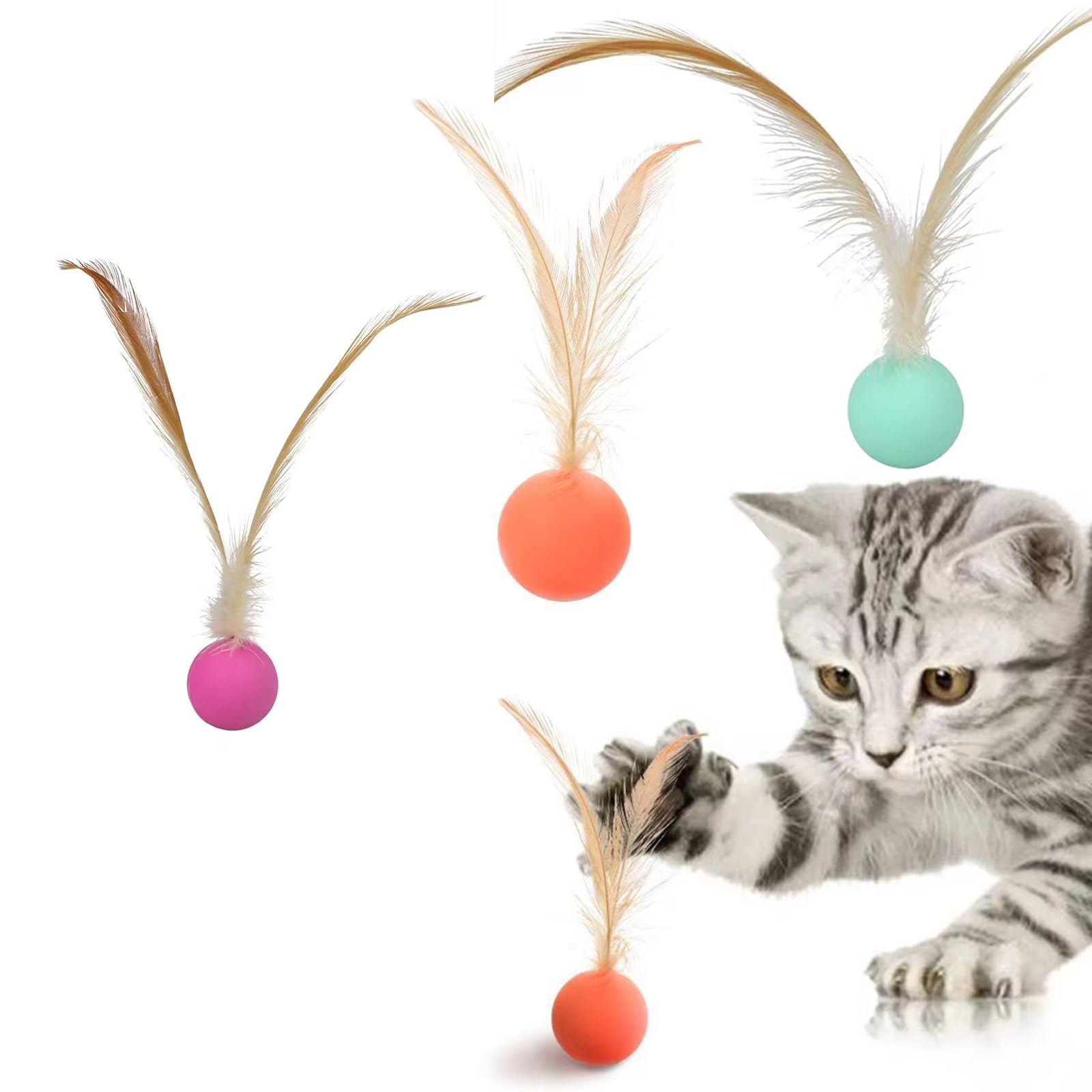 

FineGood Cat Winged Ball Toys, Set of 3, Silicone, Indoor Cat Toys, Popular Cat Balls, High Power, Solitary Play, Stress Relief, Exercise
