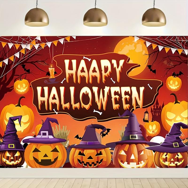 1 piece of Halloween photo backdrop - Trick-or-Treat or Sweet Treat Pumpkin Head theme, festive horror design