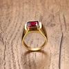 Black/Gold Plated Stainless Steel Men's Ring Square Red Zircon Stone Classic Signet Rings