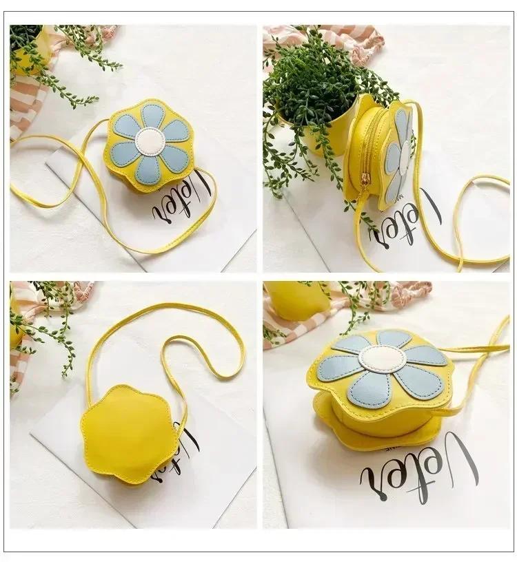 Girls Cute Flower Shoulder Bag Coin Purse Coin Pouch Wallet Kids Mini Crossbody Bag Handbags Casual Bags Children Messenger Bag