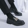 Foreign trade new spring and autumn men's large size platform loafers glossy metal business gentleman one-pedal business leather shoes