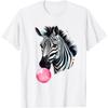 144 Animals Zebra Funny Zebra Bubblegum T-Shirt - Unisex-Adults, Kids - Blue - Short Sleeve - Zebra Print - Casual - All Seasons