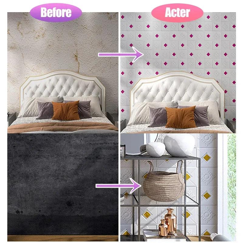 20Pcs Wall Sticker 3D Wallpaper Self-Adhesive Peel and Stick Foam Wall Panel for Bedroom Living Room Kids Room Home Decoration