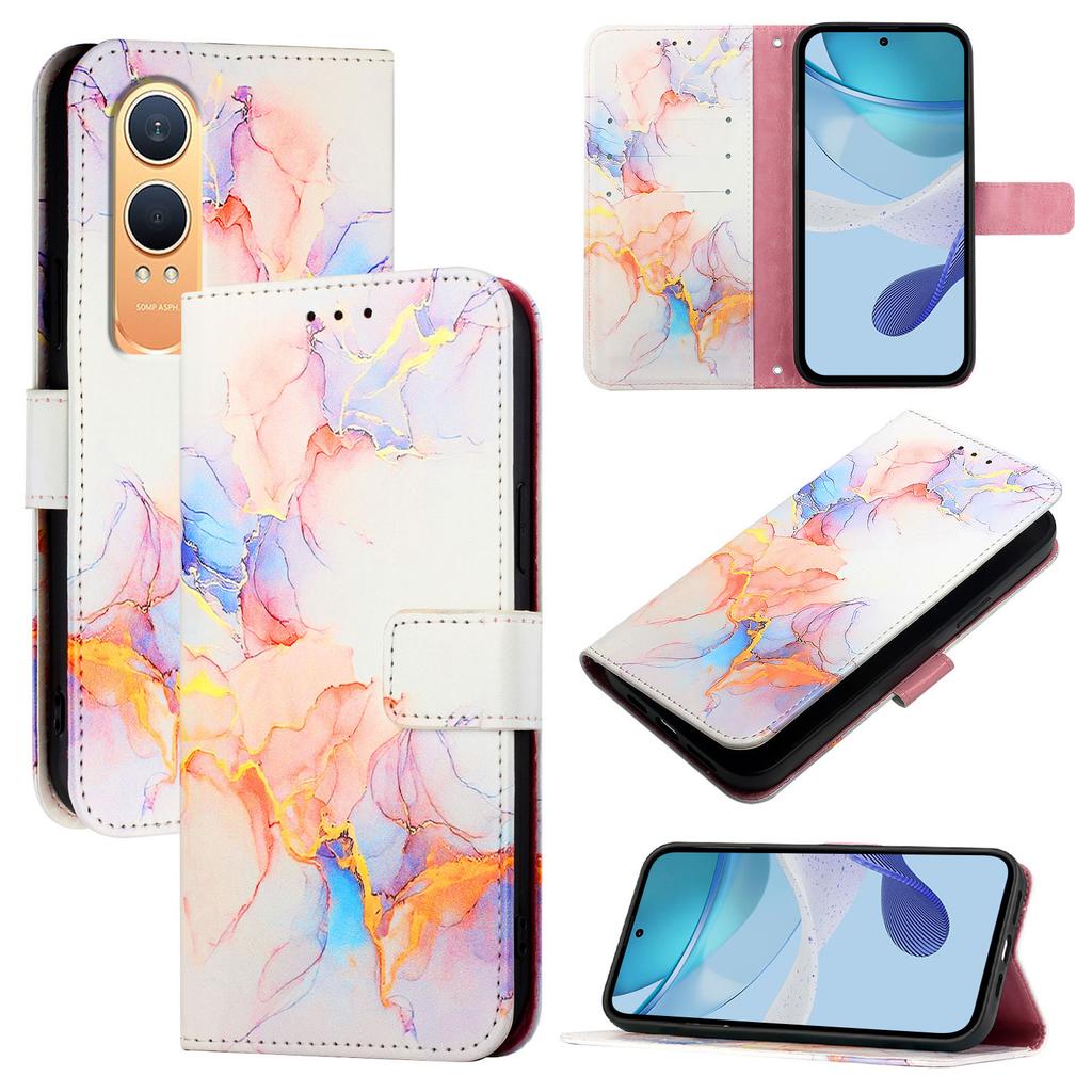 For OnePlus Nord CE4 Lite 5G Case with Strap Marble Pattern Leather Phone Cover Card Holder