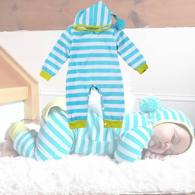 Adorable Cotton Newborn Romper Unisex Baby Jumpsuit Comfortable Long Sleeve Striped Onesie