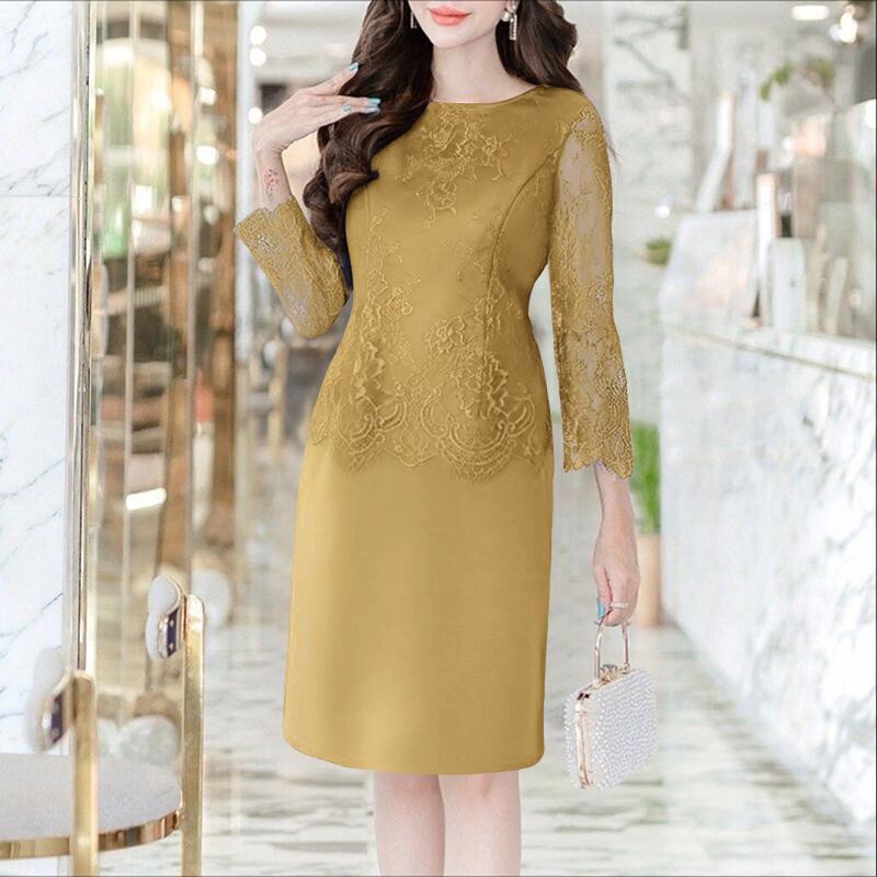 

ZANZEA Женское повседневное летнее платье-футляр с рукавом 3/4 и кружевной отделкой 4XL