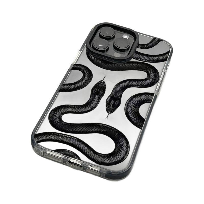 Tide Brand Black Mamba Snake Applies To Apple 15promax Mobile Phone Case iPhone14 Transparent Black Edge 13 Silicone 12 Soft