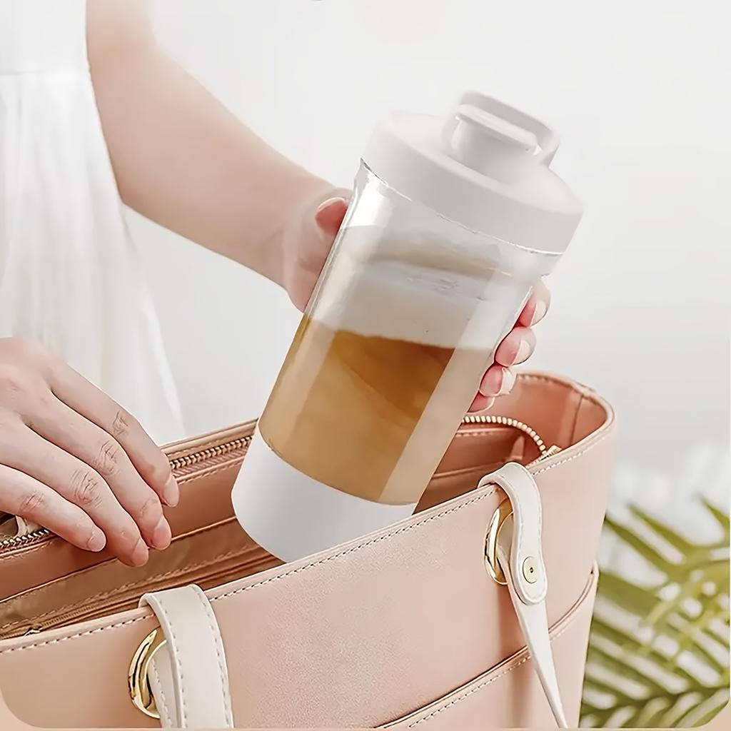 1pc Portable USB Electric Blender Cup - Automatic One-Touch Operation, Transparent with Measurement Markings, Food-Grade PP Mini Handheld Milk