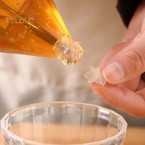 Dispenser per miele da cucina da 180 ml con coperchio in acciaio inossidabile, senza gocciolamento, in vetro, a forma di diamante, dispenser per sciroppo a tenuta stagna, bottiglia di olio d'oliva, salsa, aceto