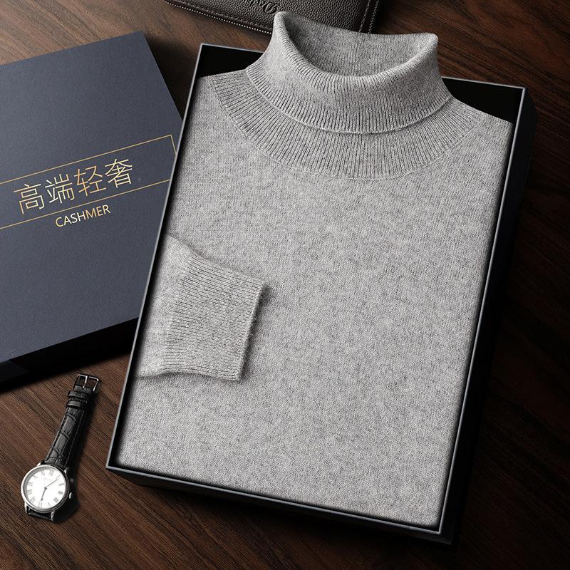 High lapel cashmere sweater men's new loose warm sweater wool sweater inside