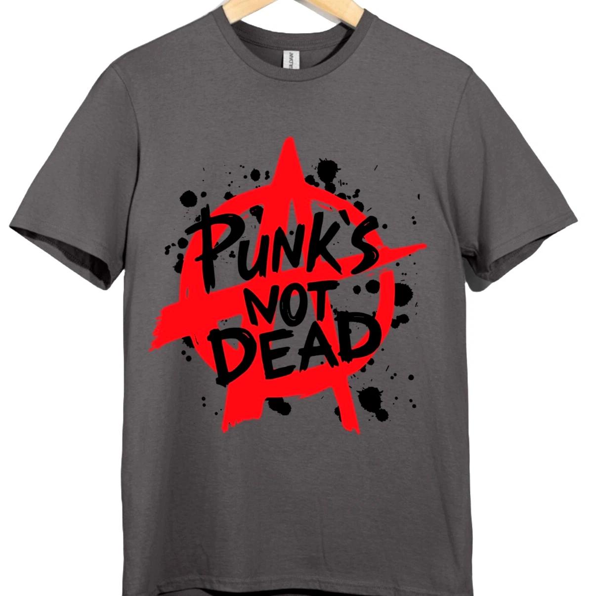 Punks Not Dead Anarchy Symbol Grunge Rock Punk Graphic T-Shirt. XXL