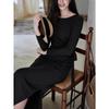 Demana Women's Tie-Waist H-Line Long-Sleeve Knit Dress