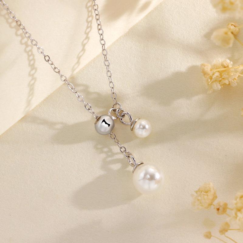 Pearl Tassel Necklace Women'S Light Luxury High Sense Can Pull French Retro Simple Pearl Necklace Women Premium
