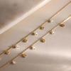18K Gold Plated Pearl Pendant Necklace Y Shape Wedding Necklace Zircon Pendant Necklace  Women