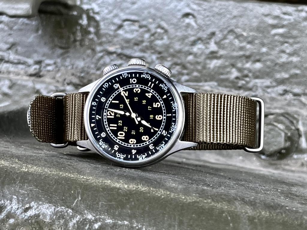 M.R.M.W. Men's Military Watch, Type A-15 Elapsed Time, Green NATO Strap