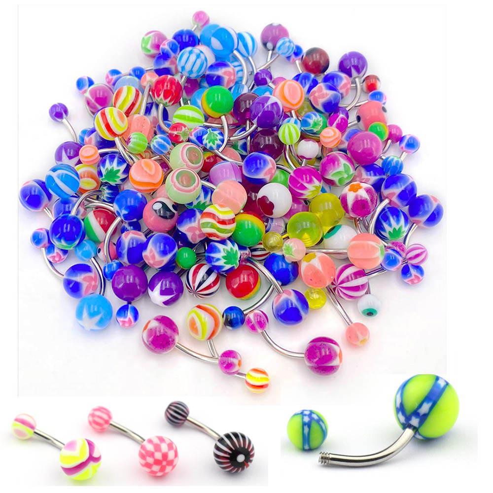 Acrylic Body Piercing Jewelry Set: Tongue, Navel & Nose Piercings