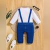 Alphabet Print Baby Romper Set - Bow Pants Two-Piece Outfit