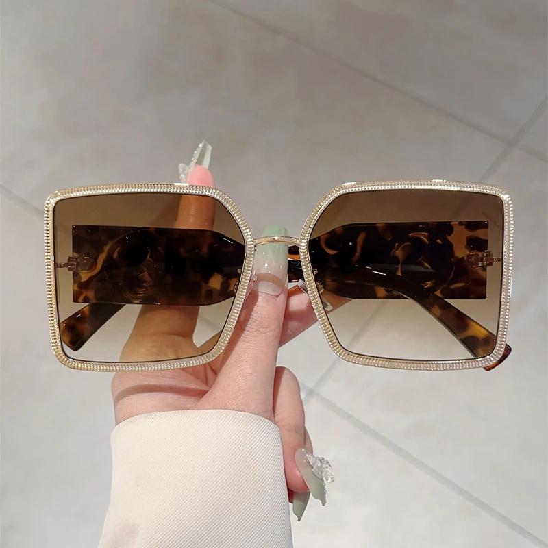 Oversized Square Sunglasses Women New In Gradient Multi-color Outdoor Shades Trendy Luxury Brand Design Sun Glasses