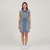 Sleeveless Blue Denim Fitted Dress Woman PLEASE