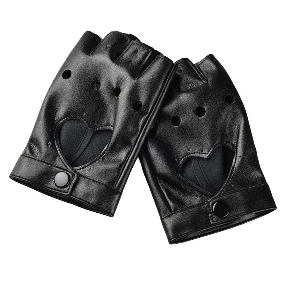 New Fashion PU Leather Fingerless Dance Glove Gothic lolita Jazz Style Driving Dress Performance Mittens чёрный