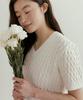 Lingseoul V-Neck Cable Knit Top-Ivory