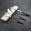 Abay Portable Stainless Steel Cutlery Set with Wheat Straw Case