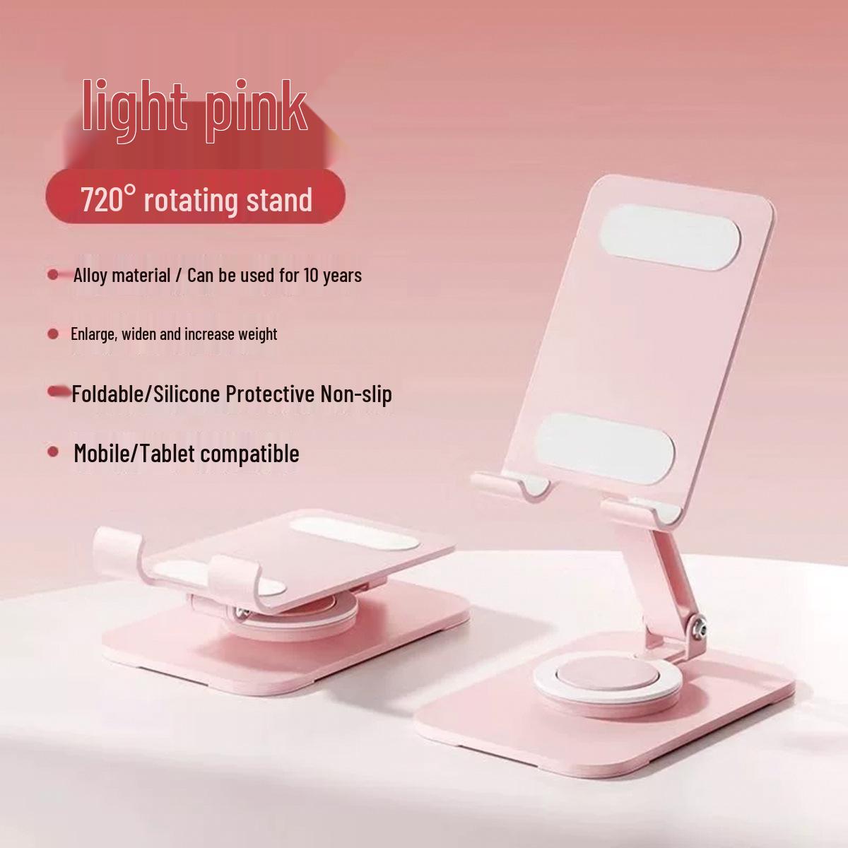 Portable Rotatable Desktop Phone and Tablet Stand for Office & Live Broadcasts розовый