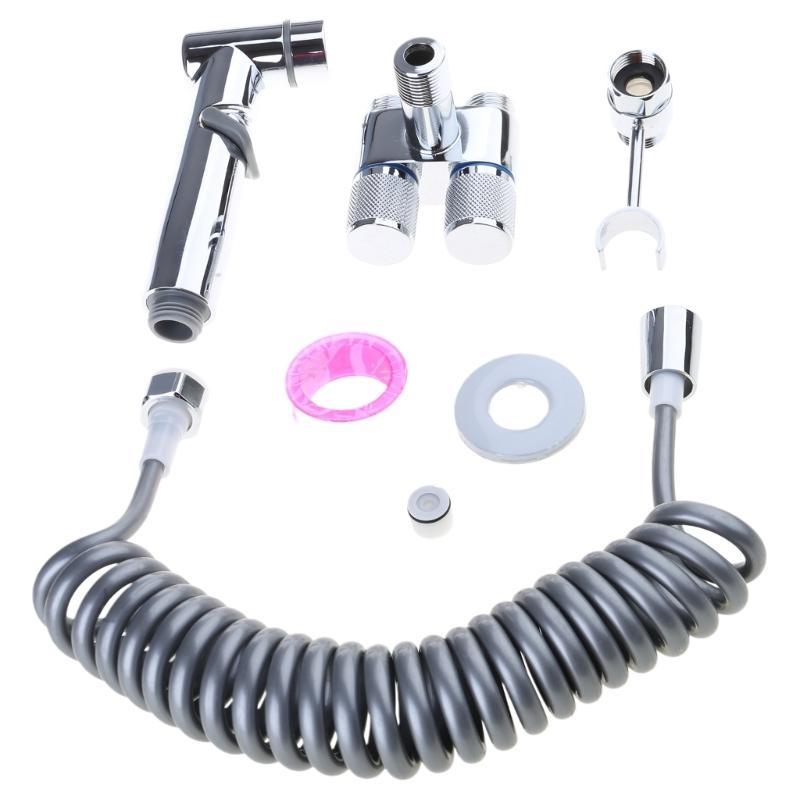 652F Handheld Bidet Sprayer Toilet Bidet Attachment with Double Outlet Valves Handheld Toilet Bidet Faucet Sprayer Enduring