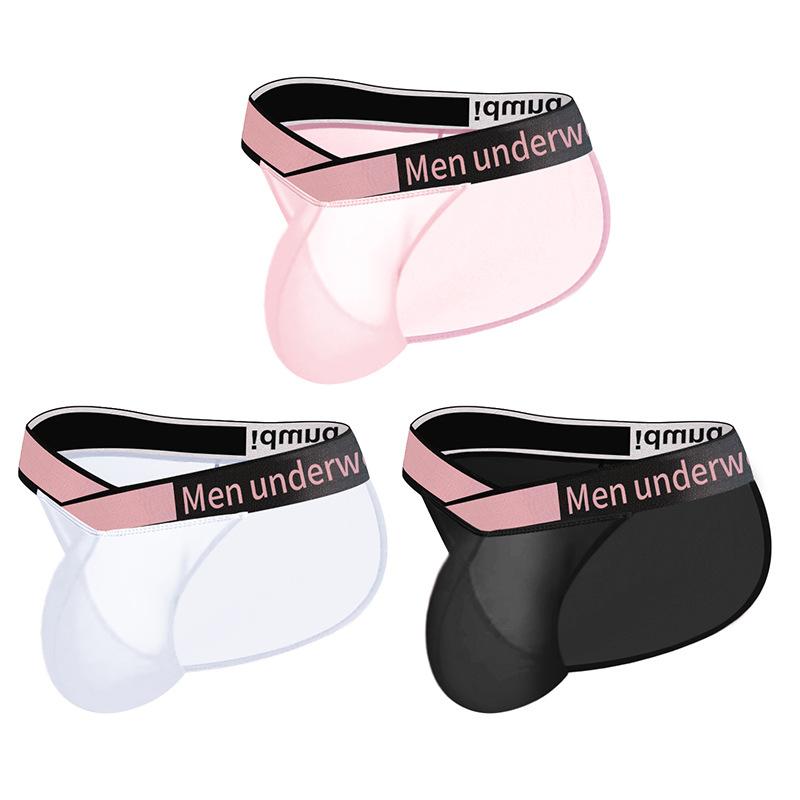 Sexy V-Ausschnitt Unterwäsche, Ultra-Dünne Eis-Seide Transparent Hoher Schlitz Herren-Slips, Sportlich Bequem Und Atmungsaktiv U-Konvex Hüfthebende Hose